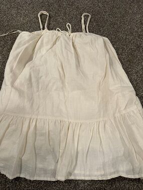 Urban Outfitters Cream Spaghetti-Strap Ruffle Hem Dress